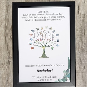 Bachelor Geschenk personalisiert Geldgeschenk Bachelor Abschluss Mädchen Junge Erinnerungsgeschenk mit Namen Bilderrahmen DIY Geschenkidee