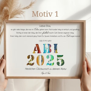 Stilvolles Abitur Geschenk – Karte mit Widmung, Namen und Geldscheinfach im A4 Format
