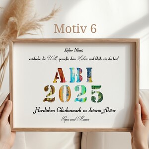 Abitur Geldgeschenk mit Widmung – personalisierte Karte 2025 mit Text und Namen im stilvollen Rahmen