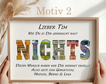 Geburtstagsgeschenk personalisiert Geldgeschenk Geburtstag Mädchen Junge Erinnerungsgeschenk mit Namen Bilderrahmen DIY Geschenkidee Party