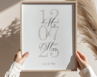 Personalisierte Geldgeschenkidee Hochzeit Bilderrahmen A4 mit Datum Namen und Spruch für Brautpaar