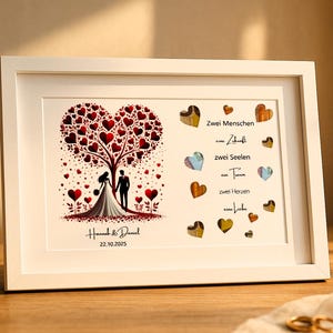 Personalisiertes Hochzeitsgeschenk Geldgeschenk Hochzeit mit Namen und Datum Hochzeitsdeko Bildrahmen Brautpaar Geschenk zur Trauung