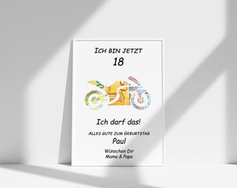 18 Geburtstag Geschenk personalisiert Geldgeschenk Volljährigkeit Mädchen Junge Erinnerungsgeschenk mit Namen Bilderrahmen DIY Geschenkidee
