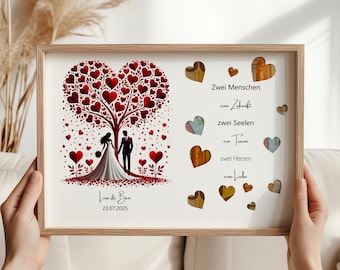 Hochzeitsgeschenk personalisiert Geldgeschenk Hochzeit Brautpaar Erinnerungsgeschenk mit Namen Bilderrahmen DIY Geschenkidee Hochzeit