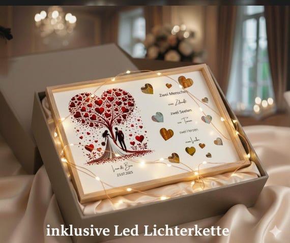 Hochzeitsgeschenk personalisiert Geldgeschenk Hochzeit Brautpaar Erinnerungsgeschenk mit Namen Bilderrahmen DIY Geschenkidee Hochzeit