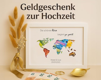 Personalisiertes Geldgeschenk zur Hochzeit Geschenk mit Geld für Brautpaar Hochzeitsgeschenk  personalisierbar mit Namen