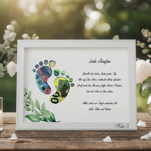 Personalisierte Geldgeschenk Idee Taufe einzigartiges Taufgeschenk mit Namen Spruch Fußabdruck Erinnerung Geschenk Junge Mädchen Motiv 5