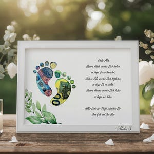 Personalisierte Geldgeschenk Idee Taufe einzigartiges Taufgeschenk mit Namen Spruch Fußabdruck Erinnerung Geschenk Junge Mädchen Motiv 3