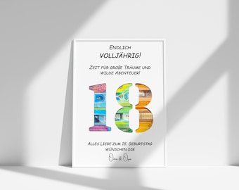 18 Geburtstag Geldgeschenk Bilderrahmen personalisiert Volljährigkeit Mädchen Junge Erinnerung DIY