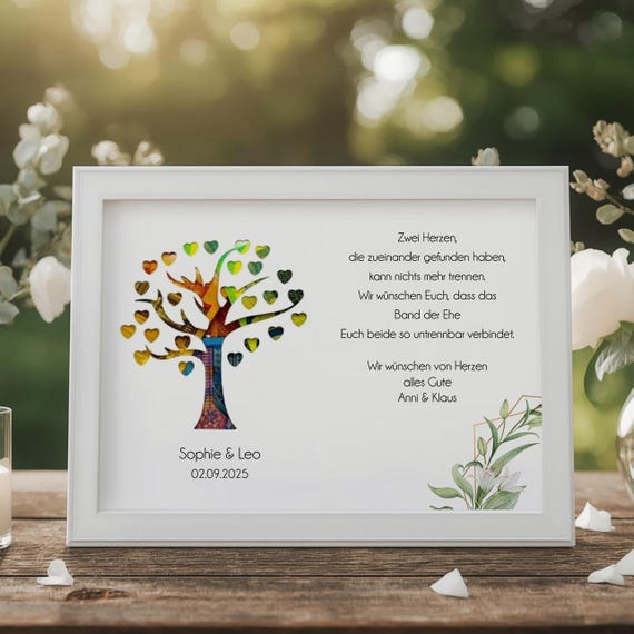 Geldgeschenk zur Hochzeit mit Bilderrahmen originelle Geschenkidee für Brautpaar kreative Erinnerung an den schönsten Tag