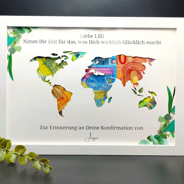 Konfirmation Geldgeschenk Individuelles Geschenk zur Konfirmation gastgeschenk Personalisiert mit Namen optional mit Bilderrahmen