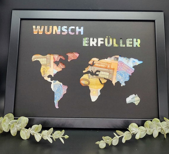 Geldgeschenk Geburtstag Wunscherfüller Geschenk zum verschenken zum Geburtstag Weihnachten Geld Optional mit Bilderrahmen
