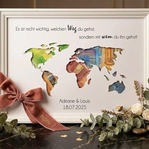 Hochzeit Geldgeschenk Bilderrahmen personalisiert für Brautpaar mit Namen Erinnerung Handarbeit imagen 1