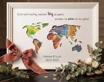 Hochzeit Geldgeschenk Bilderrahmen personalisiert für Brautpaar mit Namen Erinnerung Handarbeit
