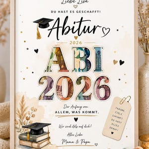 Abitur 2026 Geldgeschenk personalisiert Geschenk Abitur Karte DINA4 Geschenkidee Abi Prüfung bestanden Geld kreativ verschenken Tochter Sohn image 1