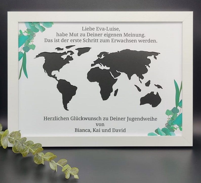 Jugendweihe Geldgeschenk Individuelles Geschenk zur Jugendweihe Konfirmation Kommunion Personalisiert mit Namen optional mit Bilderrahmen Bild 2