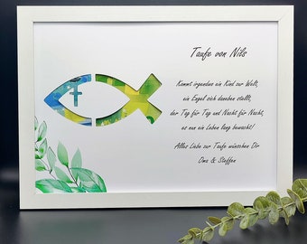 Taufgeschenk personalisiert Geldgeschenk Taufe Junge Mädchen Geschenkidee mit Namen Bilderrahmen Taufe DIY Erinnerungsgeschenk individuell