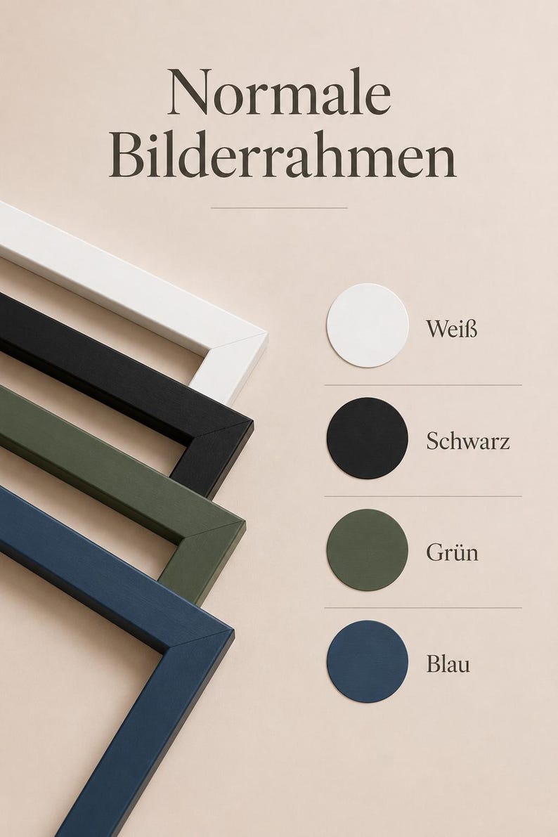 Normale Bilderrahmen in Weiß, Schwarz, Grün und Blau