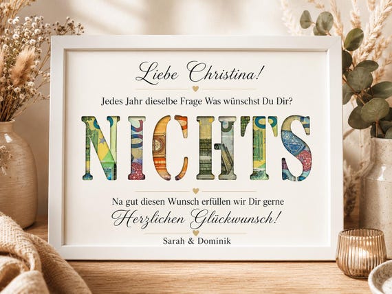 Wunscherfüller Geldgeschenk Nichts Geschenk personalisiert Geschenkidee Geburtstag Wunsch Geschenk für Frau Mann Freundin