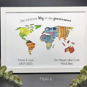 Hochzeitsgeschenk mit Geldfach – personalisiert mit Namen und Hochzeitsdatum.
Brautpaar-Geschenk: Kreatives Geldgeschenk im personalisierten Bilderrahmen.