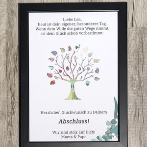 Abitur Geldgeschenk Individuelles Geschenk zum Abi/Abitur/Matura/Bachelor/Master Personalisiert mit Namen optional mit Bilderrahmen