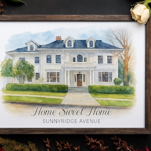 Custom Watercolor House Portrait: Personalized Home Illustration, New Home Gift
