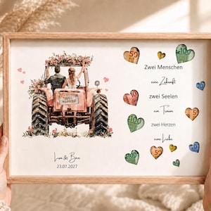 Personalisierte Hochzeitskarte als Geschenk im Bilderrahmen mit Wunschtext und Namen image 1