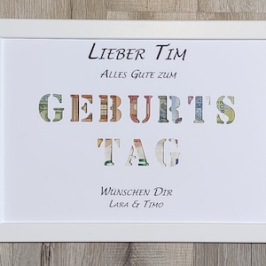 Geburtstagsgeschenk personalisiert Geldgeschenk Geburtstag Mädchen Junge Erinnerungsgeschenk mit Namen Bilderrahmen DIY Geschenkidee Party