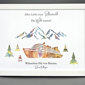 Ruhestand Geschenk personalisiert Geldgeschenk Rente Abschied Erinnerungsgeschenk mit Namen Bilderrahmen DIY Geschenkidee Pensionierung