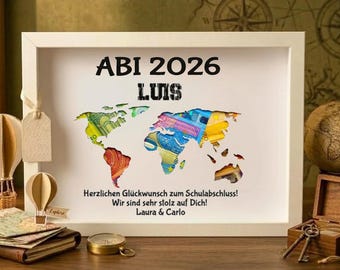 Abitur 2026 Geschenkidee für Mädchen oder Jungen  personalisierte Karte mit Geld und Botschaft