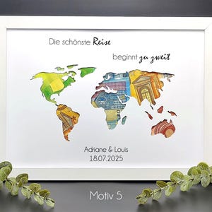 Kreatives Hochzeitsgeschenk mit Platz für Geldscheine und Widmung.
Erinnerungsgeschenk zur Hochzeit – personalisierter Bilderrahmen mit Gravur.