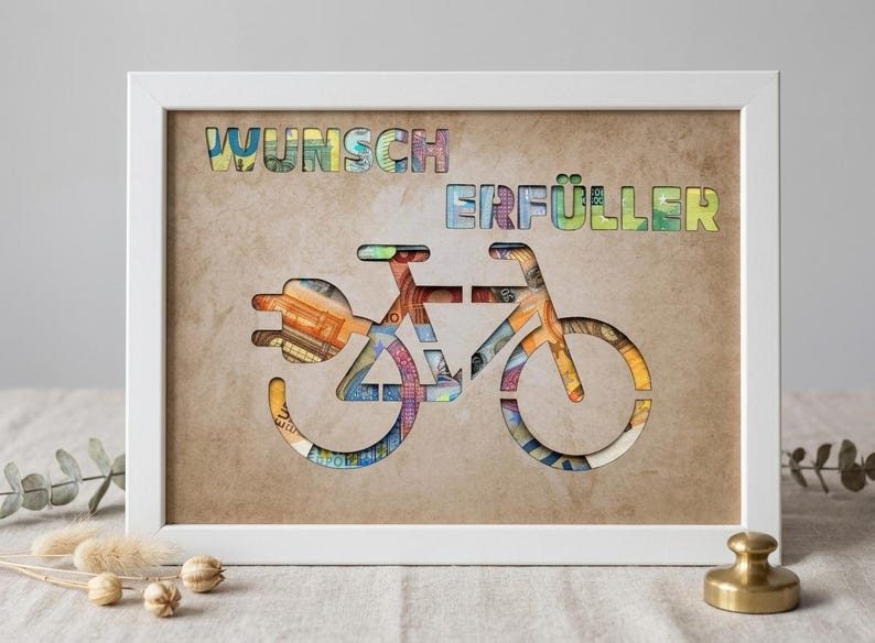 Wunscherfüller Geldgeschenk DIY Rahmen Hochzeit Geburtstag Reise Urlaub Auto Führerschein Erinnerung Geschenkidee imagen 1