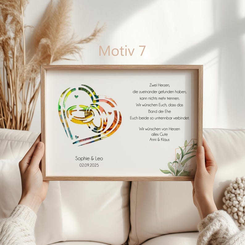 Personalisiertes Hochzeitsgeschenk im hochwertigen DIN A4 Bilderrahmen mit Plexiglas – kreatives Geldgeschenk zur Hochzeit mit Namen des Brautpaares, Hochzeitsdatum und Wunschtext. Perfekt als Erinnerungsgeschenk oder Dekoration für die Hochzeitsfeier. Individuell gestalteter Bilderrahmen als kreative Geschenkidee zur Hochzeit. Ideal für Brautpaar, Freunde oder Familie. DIY Geldgeschenk Hochzeit – personalisiert, einzigartig und handgefertigt.
