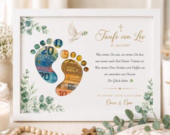 Personalisiertes Geldgeschenk zur Taufe originelles Taufgeschenk kreative Geschenkidee für Baby Junge oder Mädchen handgemacht