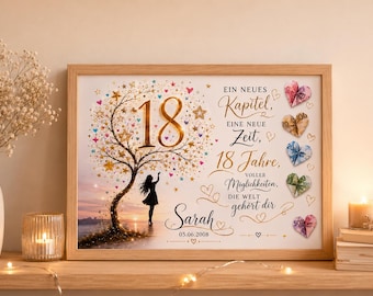 18 Geburtstag Geschenk personalisiert Geldgeschenk Volljährigkeit Mädchen Junge Erinnerungsgeschenk mit Namen Bilderrahmen DIY Geschenkidee