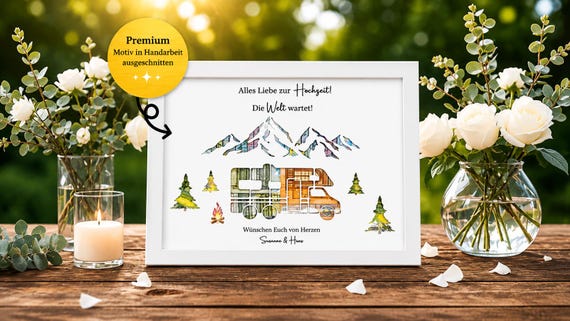 Hochzeitgeschenk Geld personalisiert Geldgeschenk Hochzeit Wohnmobil Wunscherfüller Camper Geschenkidee Reise Flitterwochen