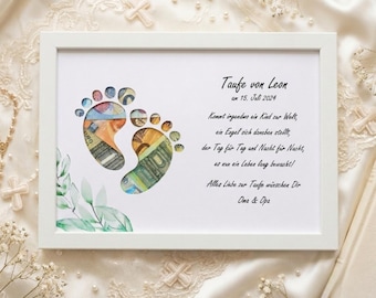 Besonderes Geldgeschenk zur Taufe personalisiert originelles Taufgeschenk kreative Geschenkidee für Baby bleibende Erinnerung handmade