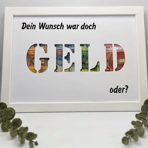 Geldgeschenk Geburtstag Wunscherfüller Geschenk zum verschenken zum Geburtstag Weihnachten Geld Optional mit Bilderrahmen