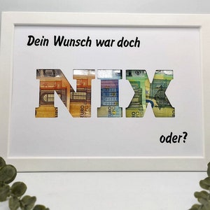Geldgeschenk Geburtstag Wunscherfüller Geschenk zum verschenken zum Geburtstag Weihnachten Geld Optional mit Bilderrahmen