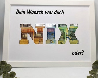 Geldgeschenk zum Geburtstag oder zu Weihnachten Wunscherfüller mit Bilderrahmen originelle Geschenkidee