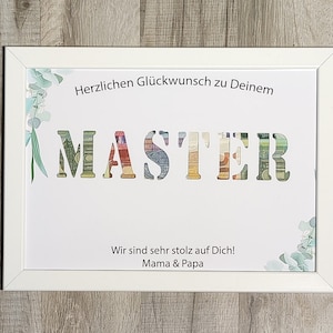 Meister Geschenk personalisiert Geldgeschenk Meister Abschluss Mädchen Junge Erinnerungsgeschenk mit Namen Bilderrahmen DIY Geschenkidee