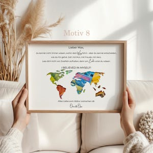 DIY Abitur-Geschenk mit Geldschein-Halterung und Wunschtext.
Geldgeschenk zum Schulabschluss – personalisierter Rahmen mit Gravur.