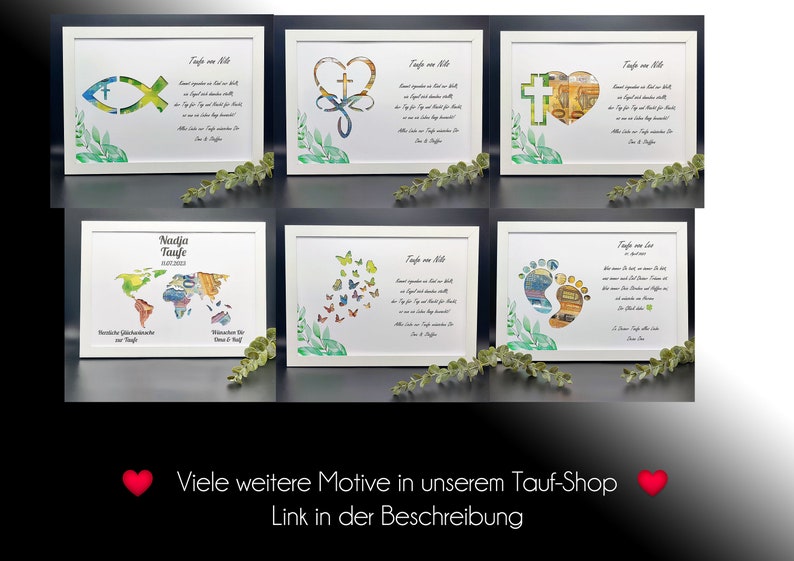 Taufe Geldgeschenk Individuelles Geschenk zur Taufe Geburt Konfirmation Kommunion Personalisiert mit Namen optional mit Bilderrahmen image 2