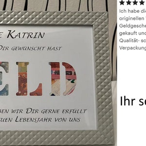 Jugendweihe Geldgeschenk Individuelles Geschenk zur Jugendweihe Konfirmation Kommunion Personalisiert mit Namen optional mit Bilderrahmen Bild 7