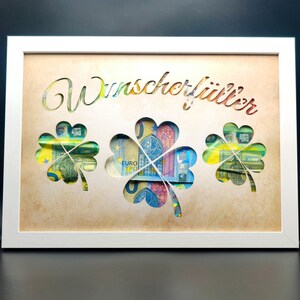 Wunscherfüller Geldgeschenk DIY Bilderrahmen Hochzeit Geburtstag Reise Urlaub Auto Führerschein imagen 7