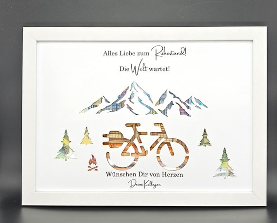 Ruhestand Geschenk personalisiert Geldgeschenk Rente Abschied Erinnerungsgeschenk mit Namen Bilderrahmen DIY Geschenkidee Pensionierung