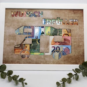 Wunscherfüller Geldgeschenk DIY Bilderrahmen Hochzeit Geburtstag Reise Urlaub Auto Führerschein imagen 2