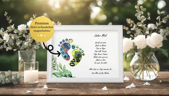 Personalisierte Geldgeschenk Idee Taufe einzigartiges Taufgeschenk mit Namen Spruch Fußabdruck Erinnerung Geschenk Junge Mädchen