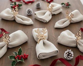 Serviettenringe Holz Weihnachten Rentier Tischdeko skandinavisch natürliche Tischdekoration nachhaltig Geschenkidee Familie