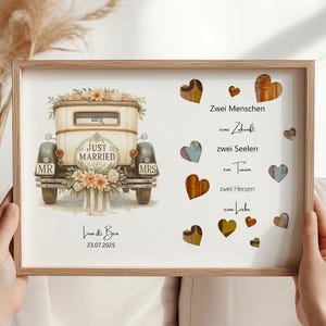 Personalisierte Geschenkidee zur Hochzeit im Bilderrahmen mit Namen und Herzsymbol